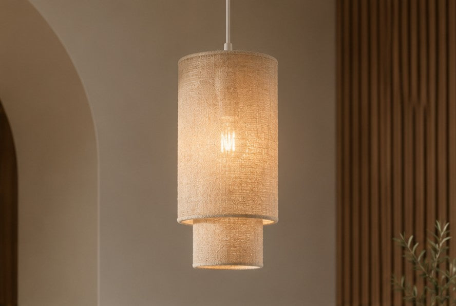 Handgemaakte Hanglamp Linnen – Naturel